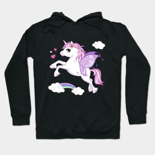 unicorn character with butterfly wings pink tshirt Hoodie